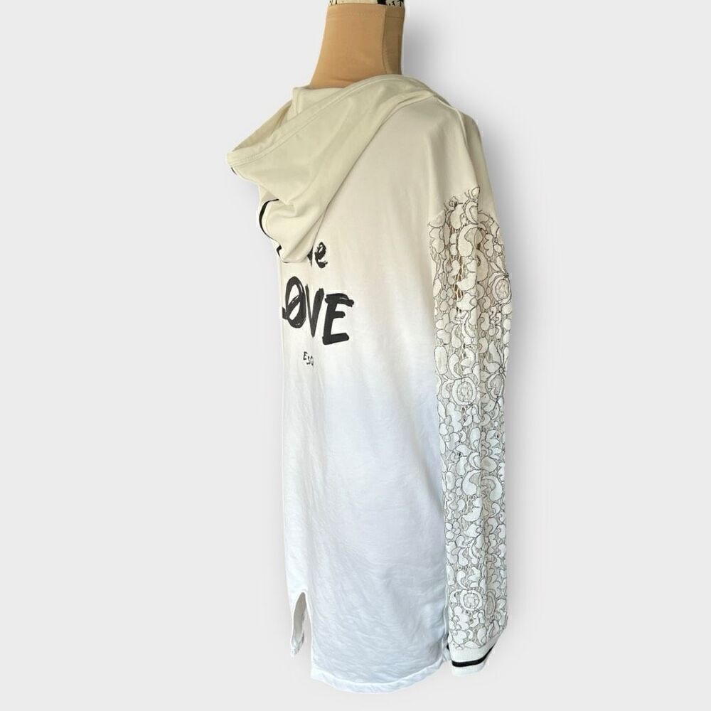 Vintage Esqualo Women’s Small White Embroidered Full Zip Jacket Coat Hooded - Picture 6 of 16